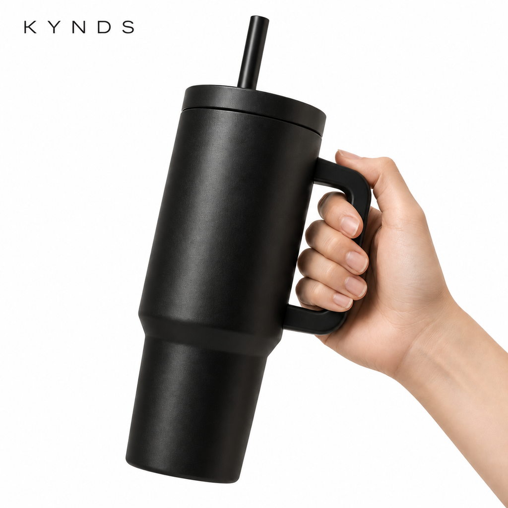 Charcoal Black 1200ml Vacuum Insulated Tumbler with Handle & Straw