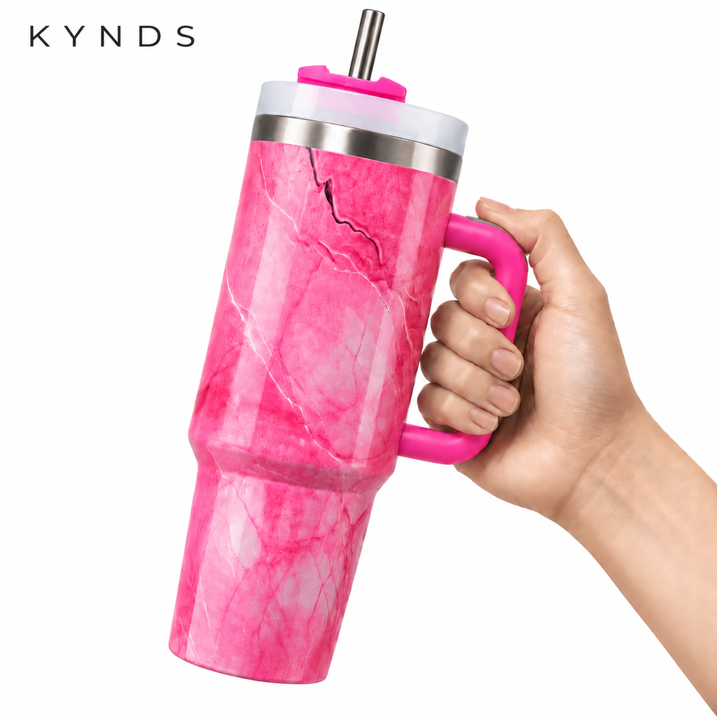 Royal Pink - 1200ml Vacuum Insulated Tumbler with Handle & Straw
