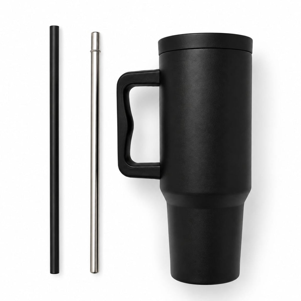 Charcoal Black 1200ml Vacuum Insulated Tumbler with Handle & Straw