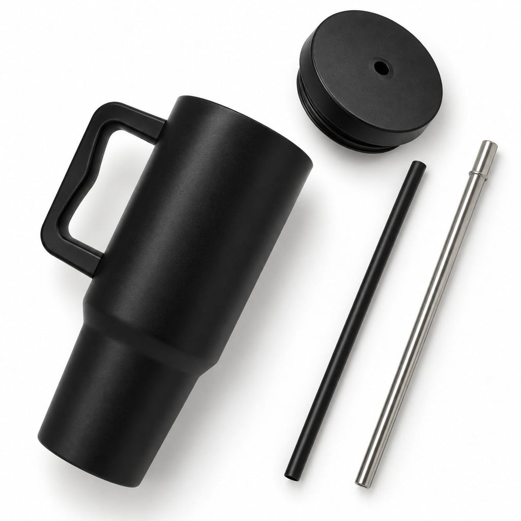 Charcoal Black 1200ml Vacuum Insulated Tumbler with Handle & Straw