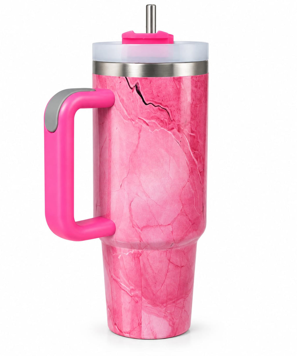 Royal Pink - 1200ml Vacuum Insulated Tumbler with Handle & Straw